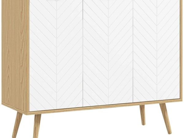 Low sideboard storage cabinet 2 cabinets 3 chevron - Main image