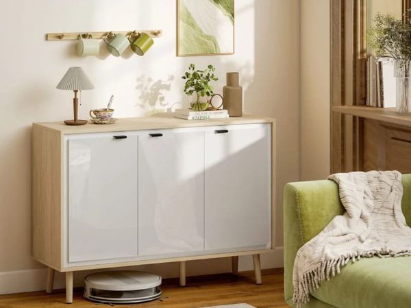 High-Gloss Sideboard, Storage Cabinet with 3 Doors - Main image