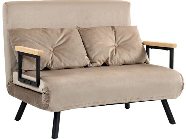 Sleeper chair, guest bed, wooden armrests, metal f - Main image