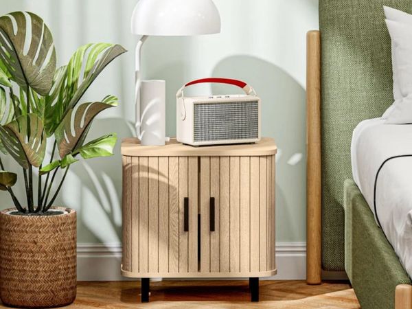 Bedside Table, Nordic Side Table with Roller Shutt - Main image