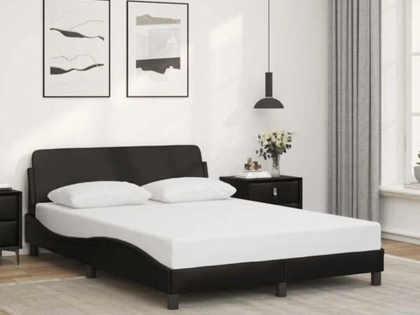 Bed Frame "Dover" Black 135x190 cm Double Faux Lea - Main image