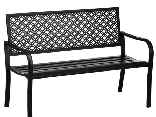 Garden bench outdoor steel garden bench with flora - Main image