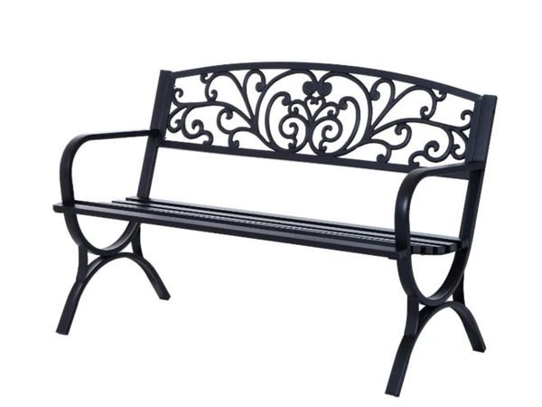 2 Seater Metal Garden Bench Garden Park Porch Chai - Main image