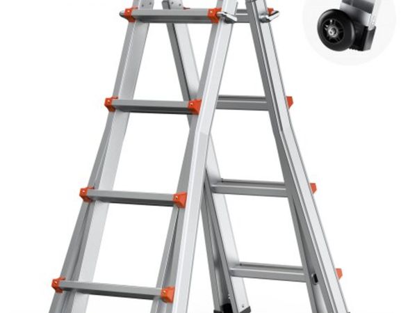Telescoping Ladder A Frame, 13 FT Compact Aluminum - Main image