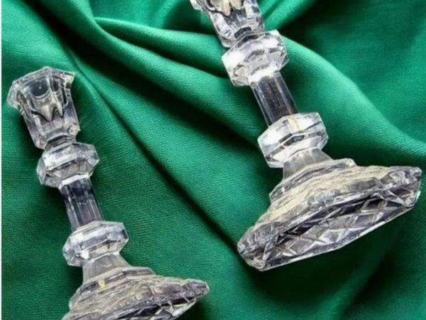Vintage Pair Galway Crystal Candlesticks - Main image