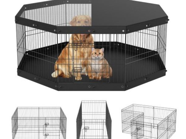 Dog Playpen, 8 Panels Foldable Metal Dog Exercise - Main image