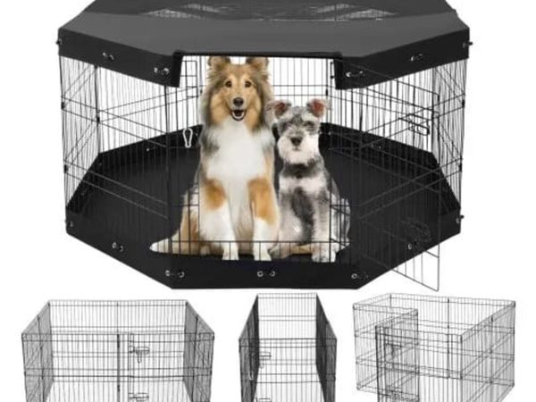 Dog Playpen, 8 Pcs 30"H x 24"W Panels Foldable Met - Main image
