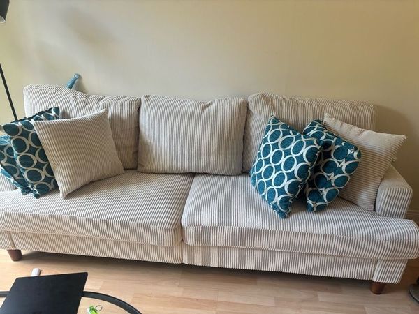 Beige Corduroy 3-Seater Sofa - Main image