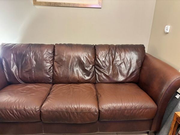 Brown 3 Seater leather couch - Main image