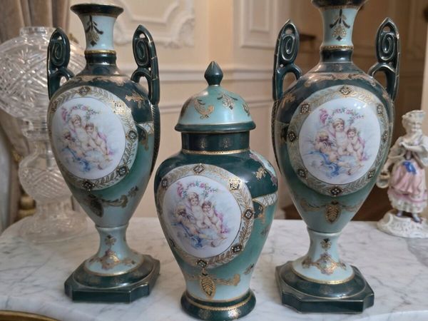Tall antique porcelain Limoges garniture - Main image