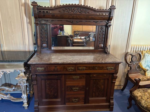 Antique Walnut Marble Topped Sideboard - Main image
