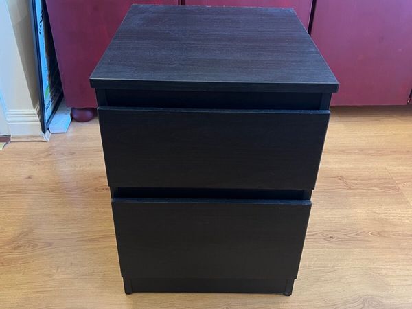 IKEA MALM 2 Drawer Bedside Locker – Black - Main image