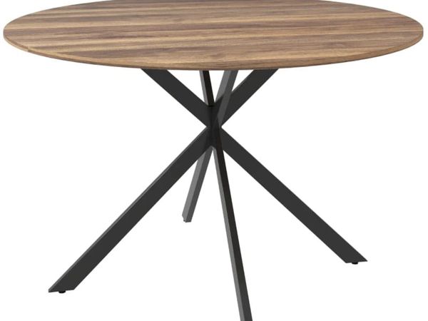 Round Dining Table for 4, 120 cm Industrial Style - Main image