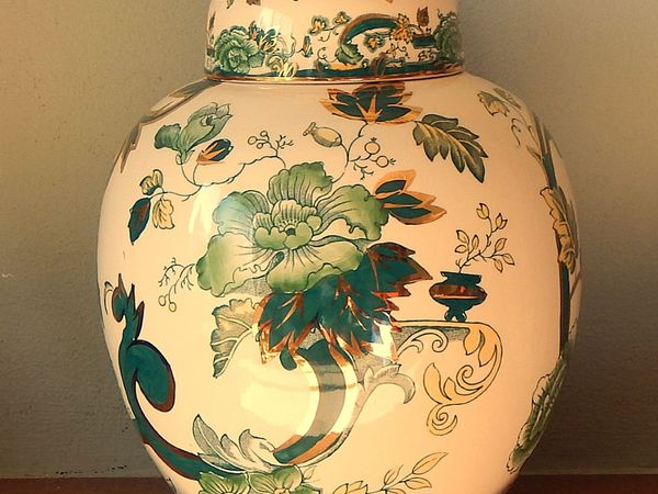 Large Mason’s Ironstone Chartreuse Ginger Jar - Main image
