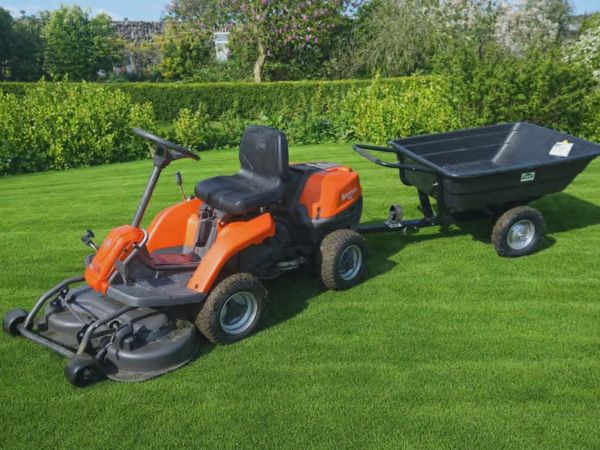 Husqvarna Mulching lawnmower and trailer - Main image