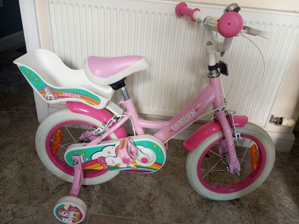 Kids unicorn bike size 14 inch wheels. - Main image