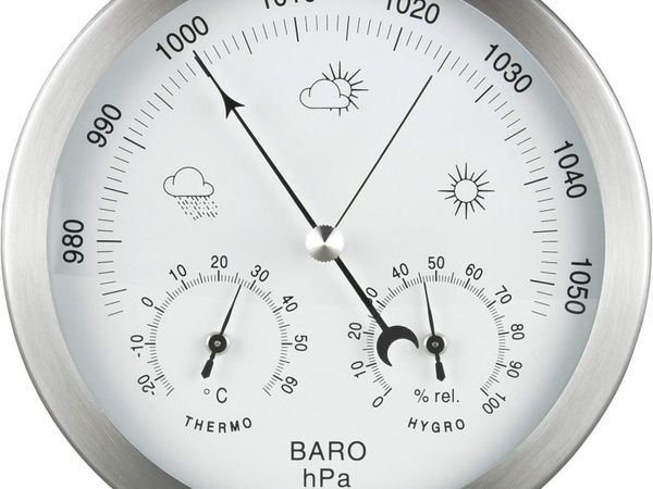 Stainless Steel 3-in-1 Analog Weather Station - Main image