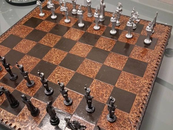 Luxury Napoleonic Metal Chess Set with Heavy Stone - Main image
