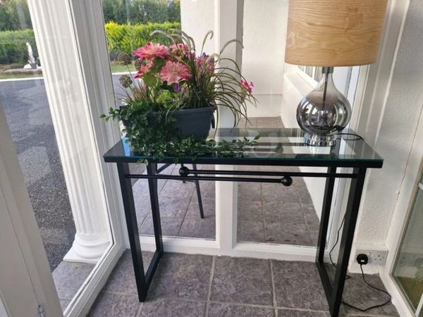 Black Side Table with glass top - Main image