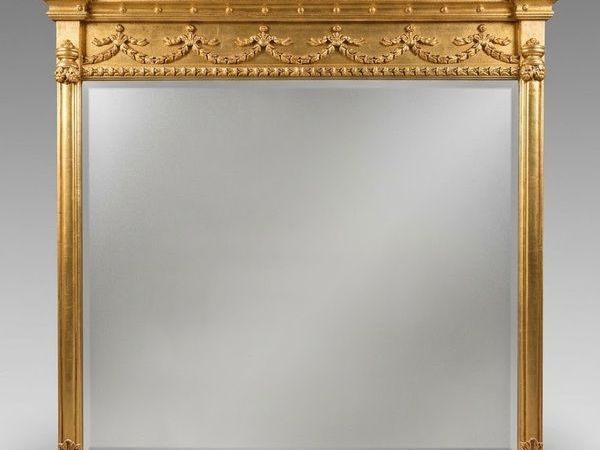 Large Regency Style Carved Giltwood Overmantel Mirror - Main image