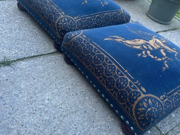 Pair of vintage/Victorian style cherub footstools - Main image