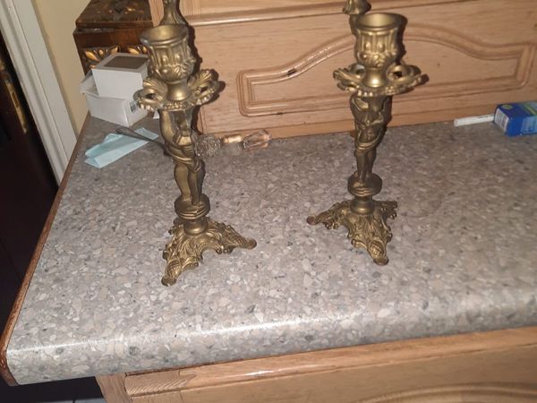 Antique brass candleholders - Main image