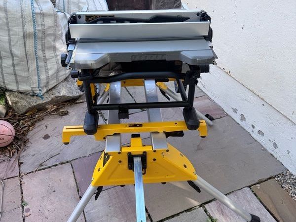 DeWalt DWE7485 240V Table Saw + Wheeled Folding Stand in Excellent Condition - Main image