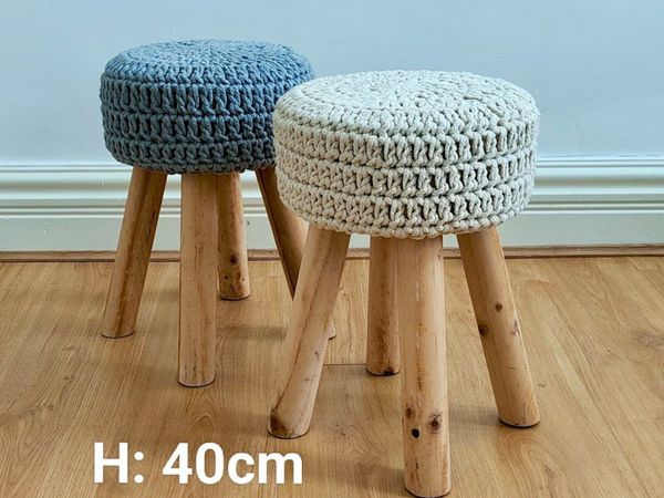 Beige Stool - the Boho Style Crochet Cover Top - Main image