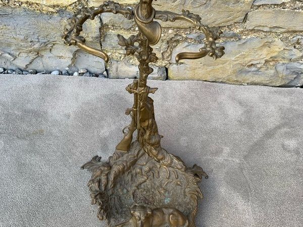Antique Art Nouveau Brass Hunting Stand. - Main image