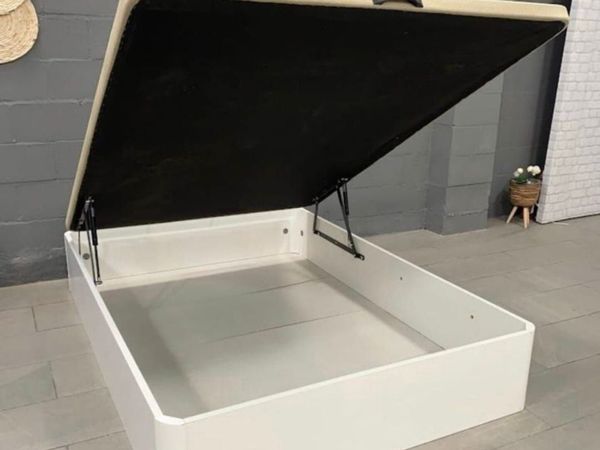 White Ottoman Storage Bed single - Main image