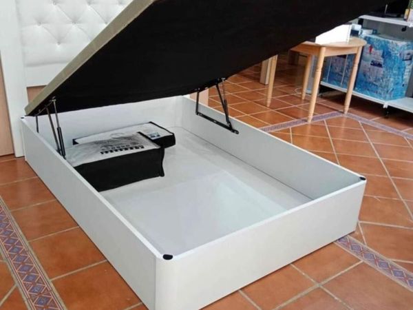 White Ottoman Storage Bed single - Main image