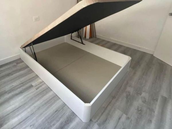 White Ottoman Storage Bed single - Main image
