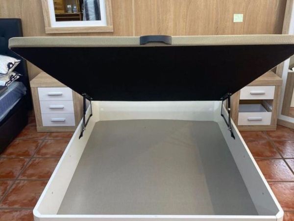 White Ottoman Storage Bed single - Main image