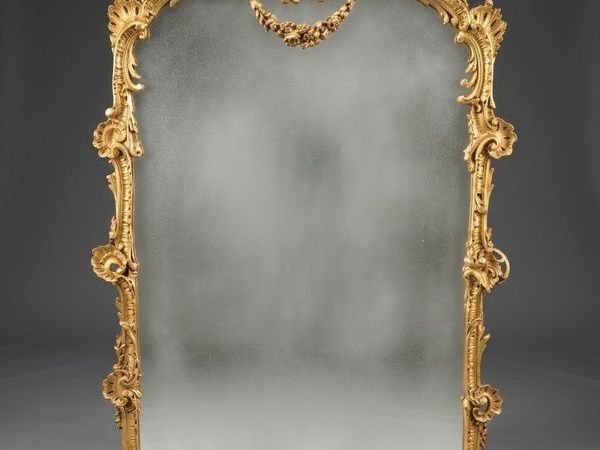 French Style Ornate Giltwood Panel Mirror - Main image
