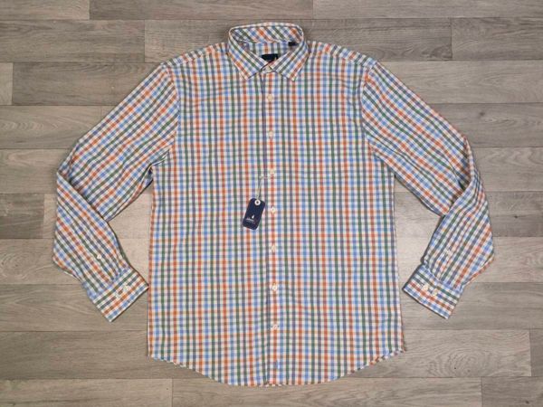 NEW Johnnie-O Rayon Check Shirt Mens Medium - Main image