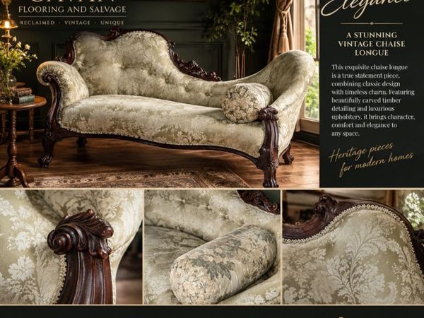 🛋️ VINTAGE ORNATE CHAISE LONGUE TIMELESS CRAFTSMA - Main image
