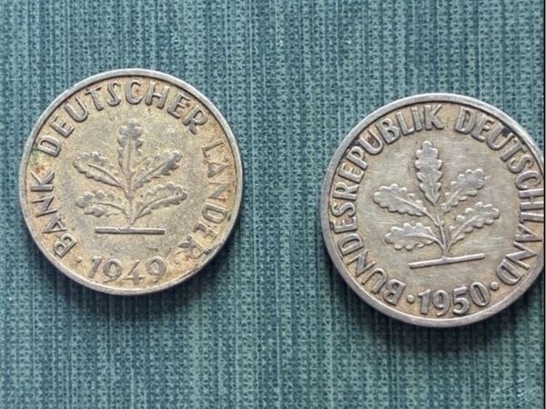 Rare 1949/50 German Republic Peennig  Coins - Main image