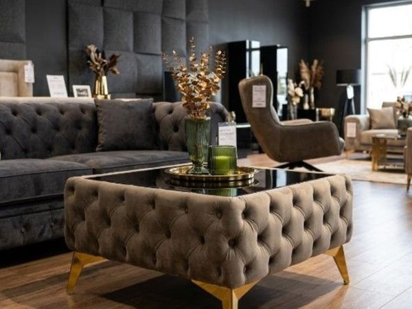 Luxury Velvet Chesterfield Coffee Table (63x63cm) - Main image