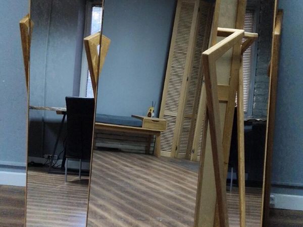 SOLID OAK FULL-LENGTH FLOOR MIRROR - Main image