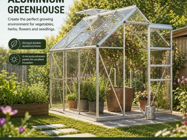 Aluminium Greenhouse 3.6m² Polycarbonate Garden Gr - Main image