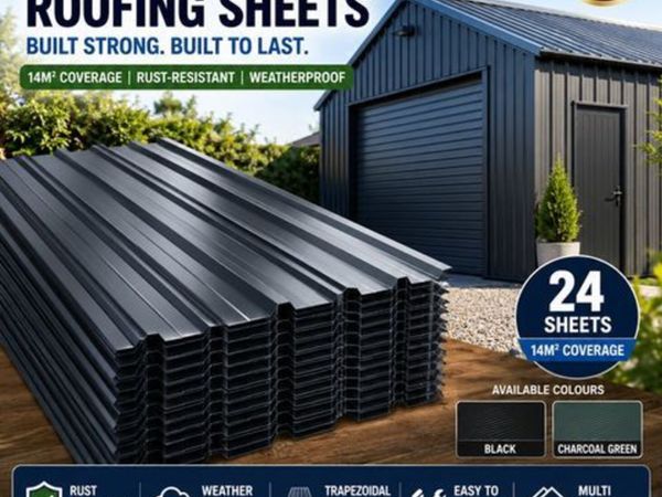 24 x Galvanised Trapezoidal Corrugated Roofing She - Main image