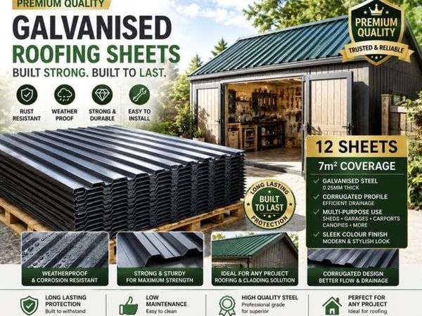 12 Pack Corrugated Metal Roofing Sheets 129 x 45 c - Main image