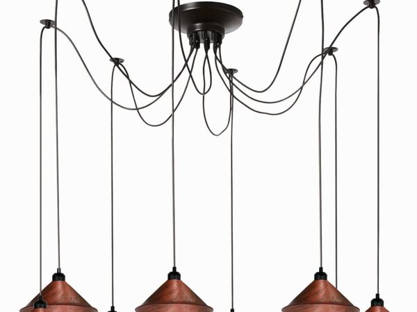 8 Heads Spider Pendant Light Industrial Metal Cone - Main image