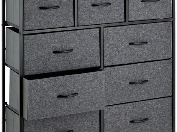 Chest of Drawers Metal 9 Fabric Compartments Shelf - Main image
