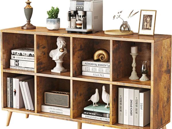 8-Cube Bookshelf 2 Tier Retro Bookcase with Legs - Main image
