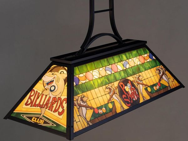 Vintage Pool Table Light 3-Light Rustic Billiards - Main image