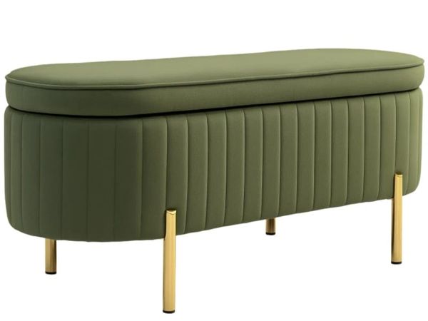 Storage bench with lift-up lid and storage, fabric - Main image