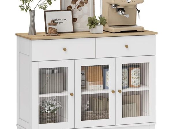 Sideboard with 2 ribbed tempered glass doors, 2 dr - Main image