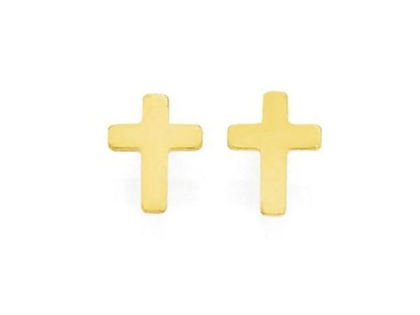 Vintage 9ct Gold Cross Stud Earrings – Pristine - Main image