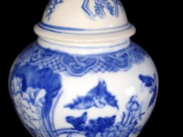 Vintage Blue & White Porcelain Ginger Jar - Main image